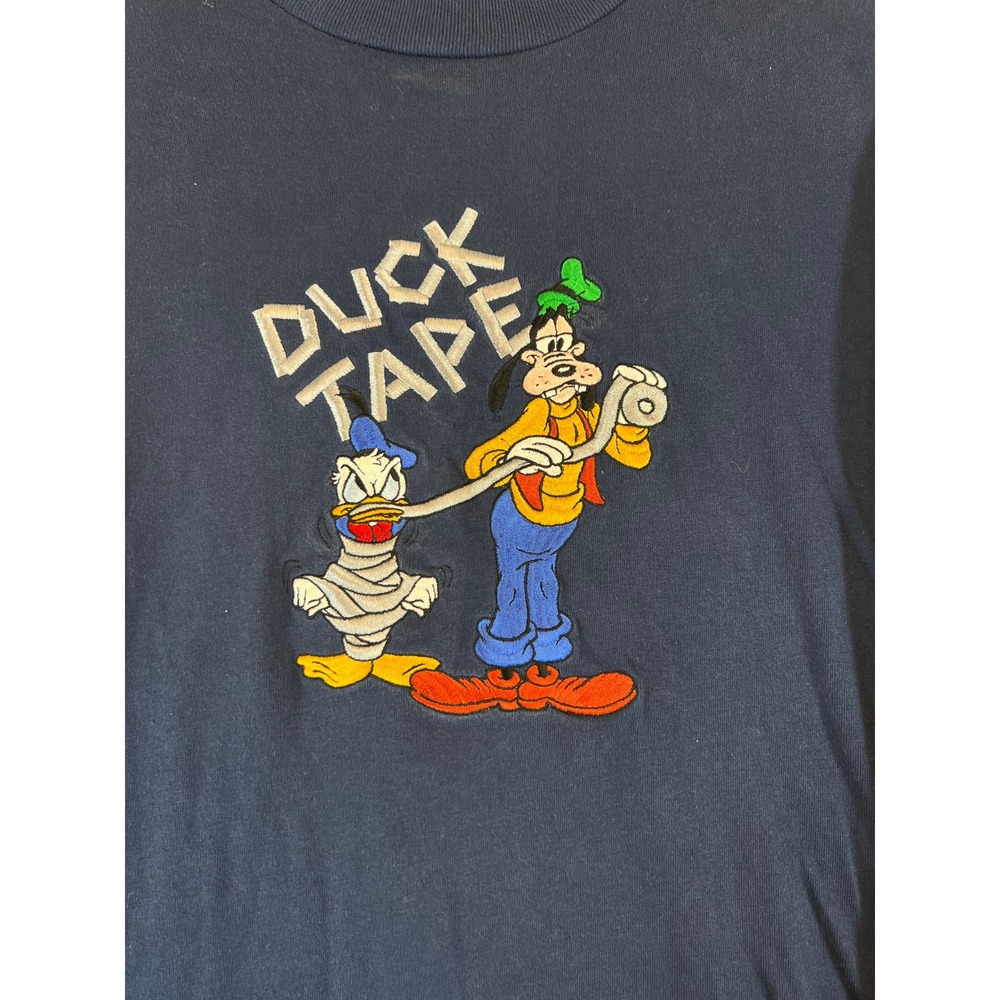 Vintage 90s Mickey Goofy Donald Duck Tape Shirt Mens XL Blue Cartoon Long Sleeve - Picture 4 of 8
